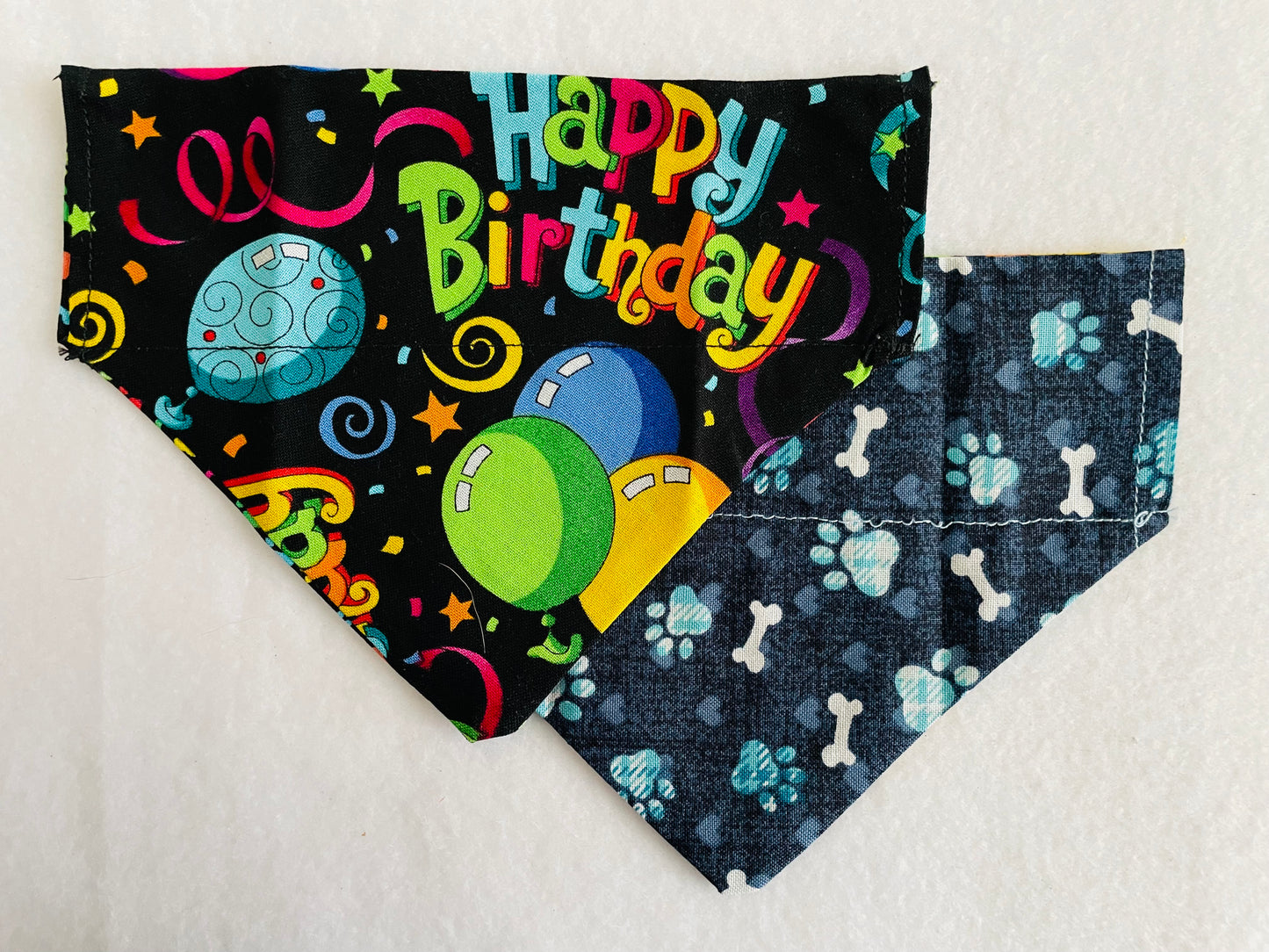 Happy Birthday/Blue Pawprints & Bones