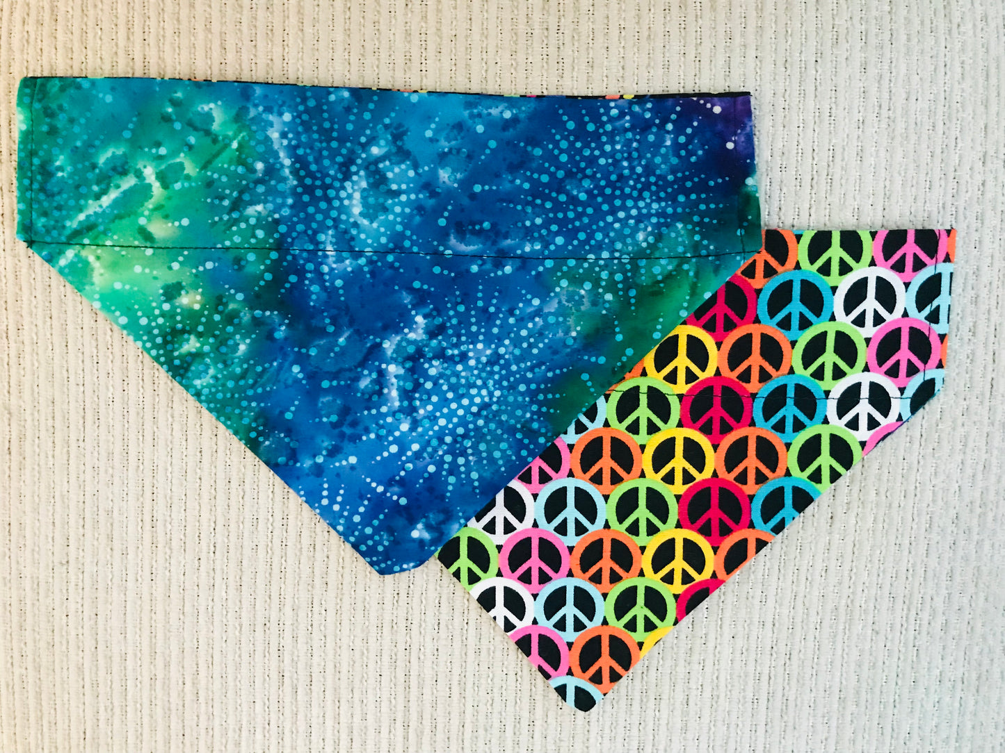 Blue & Green Tie Dye/Multi-Colored Peace Signs