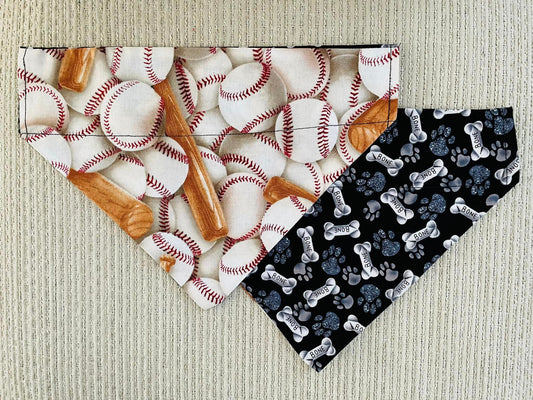 Baseballs (Light)/Pawprints & Bones (Black)