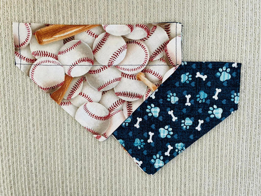 Baseballs (Light)/Blue Pawprints & Bones