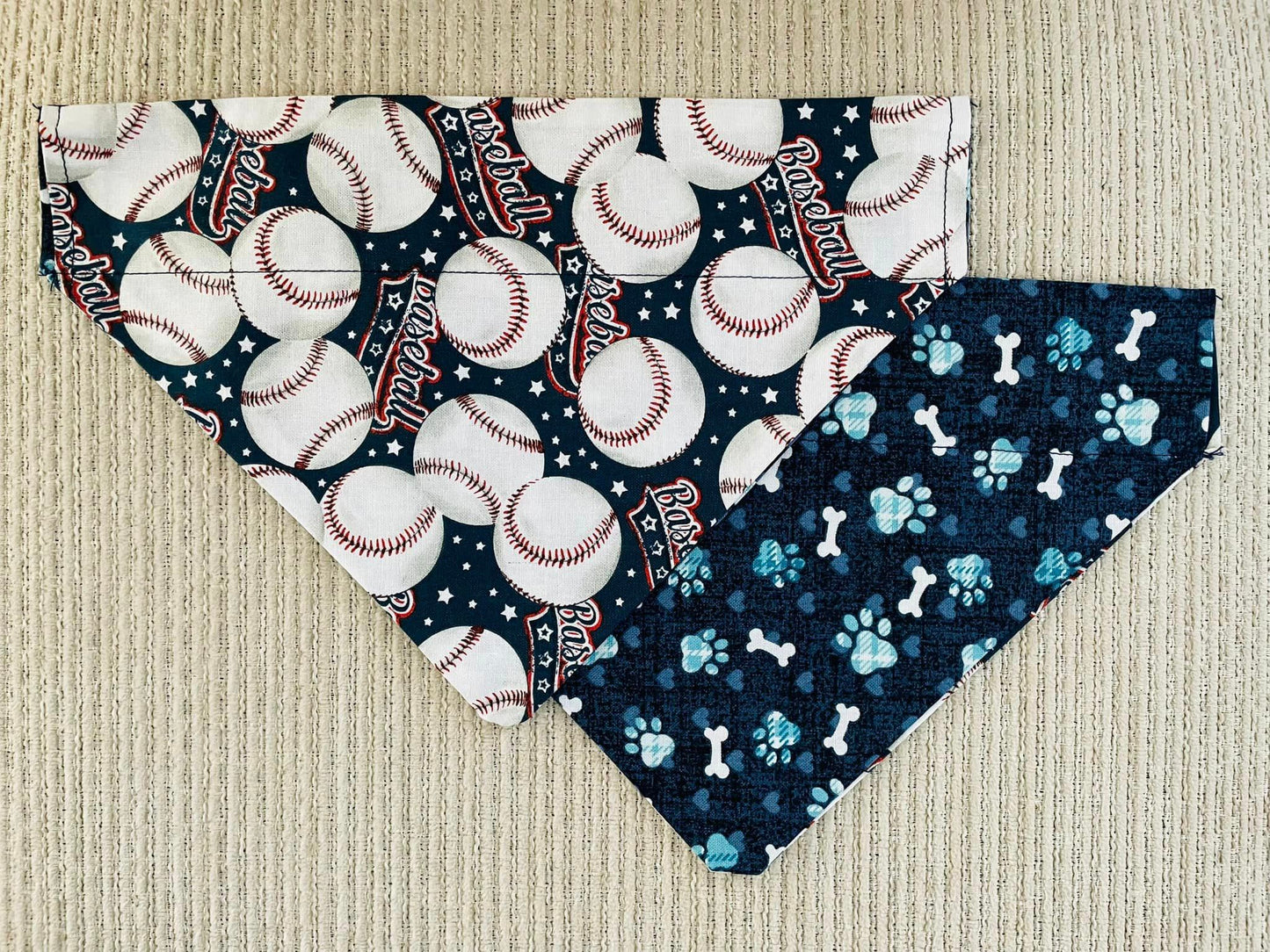 Baseballs (Dark Blue)/ Pawprints & Bones (Blue)