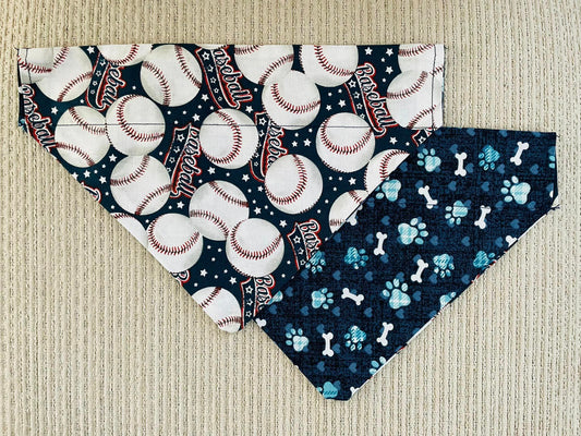 Baseballs (Dark Blue)/ Pawprints & Bones (Blue)