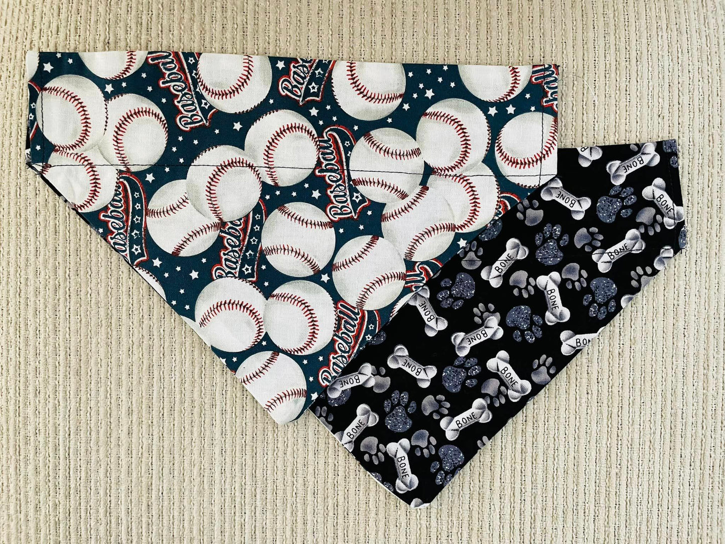 Baseballs (Dark Blue)/Pawprints & Bones (Black)