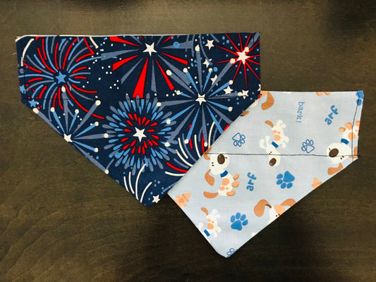 Fireworks/Dogs & Pawprints (Blue)