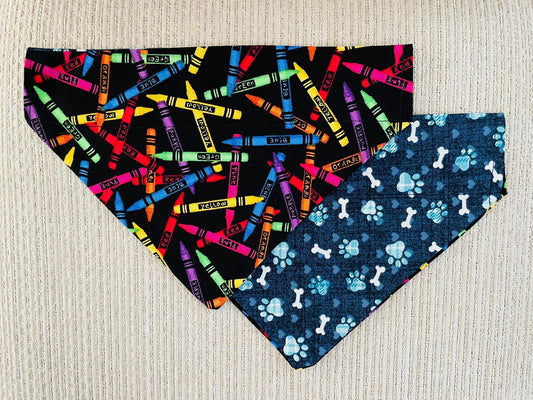 Multi-Colored Crayons/Blue Pawprints & Bones