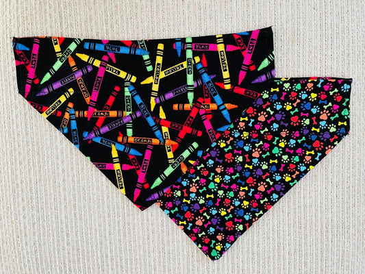 Multi-Colored Crayons/Multi-Colored Pawprints & Bones
