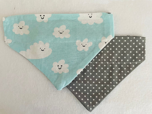 Clouds/White Polka Dots (Grey)