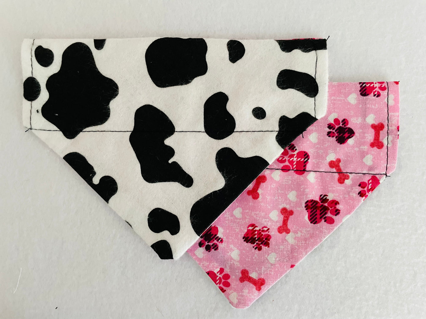 Cow Print/Pink Pawprints & Bones