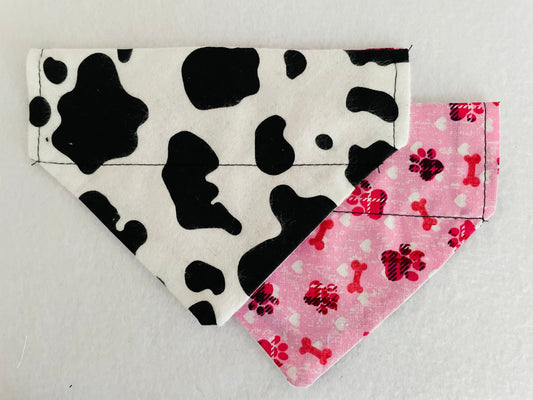 Cow Print/Pink Pawprints & Bones