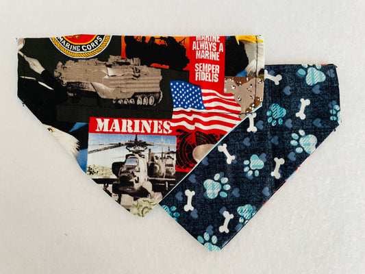 Marines/Blue Pawprints & Bones