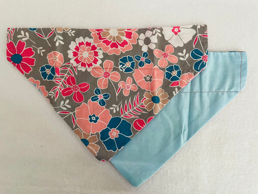 Pink & Blue Flowers/Solid Light Blue