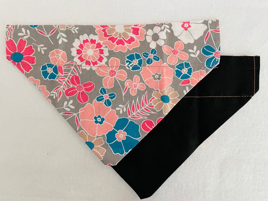 Pink & Blue Flowers/Solid Black