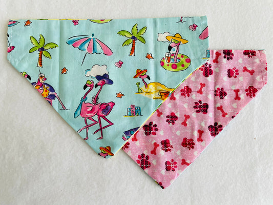 Flamingos/Pink Pawprints & Bones