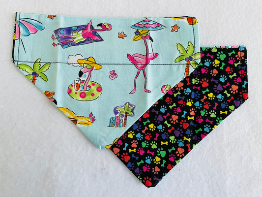 Flamingos/Multi-Colored Pawprints & Bones