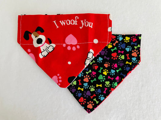 I Woof You/Multi-colored Bones & Pawprints