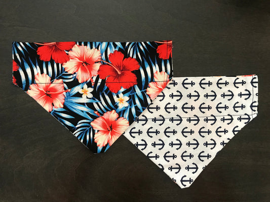 Tropical Flowers/Blue Anchors