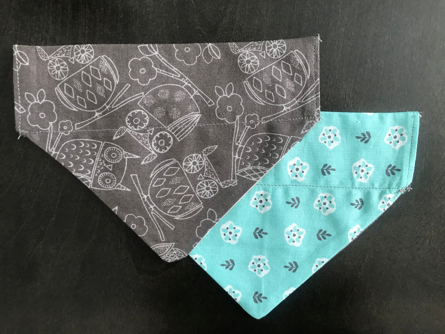 White Owls/Blue Flowers & Grey Leaves