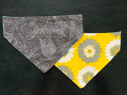White Owls (Grey)/Grey & White Flowers (Yellow)