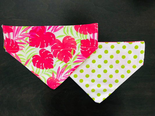 Tropical Leaves/Green Polka Dots