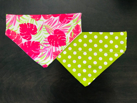 Tropical Leaves/White Polka Dots