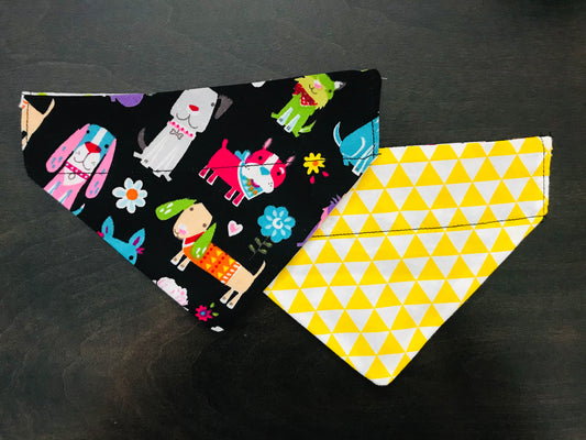 Multiple Dogs/White & Yellow Triangles