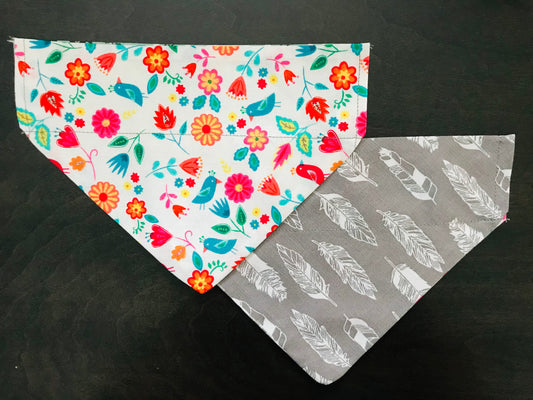 Flowers & Birds/White Feathers (Grey)