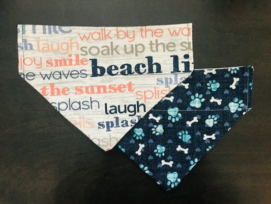 Beachy Words/Blue Pawprints & Bones