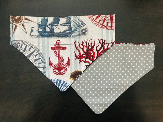 Nautical/White Polka Dots (Grey)