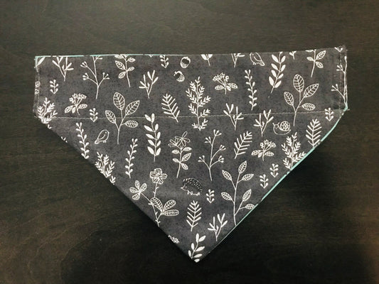 Blue Flowers & Grey Leaves/White Leaves & Flowers (Dark Grey)