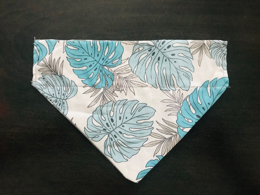 Tropical Leaves (Blue & Grey)/White Polka Dots (Grey)