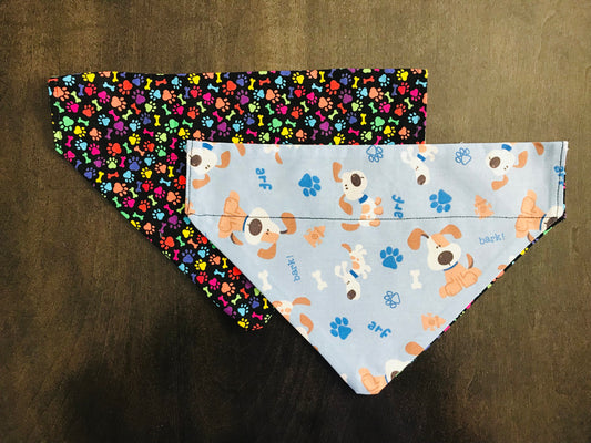 Multi-Colored Pawprints & Bones/Dogs & Pawprints (Blue)