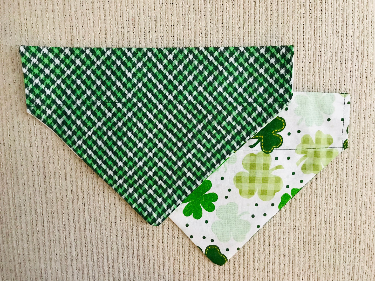 Larger Shamrocks (White)/Green & White Plaid