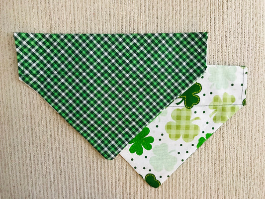 Larger Shamrocks (White)/Green & White Plaid