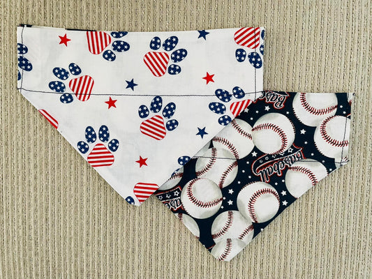 Red*White*Blue Pawprints/Baseballs (Blue)