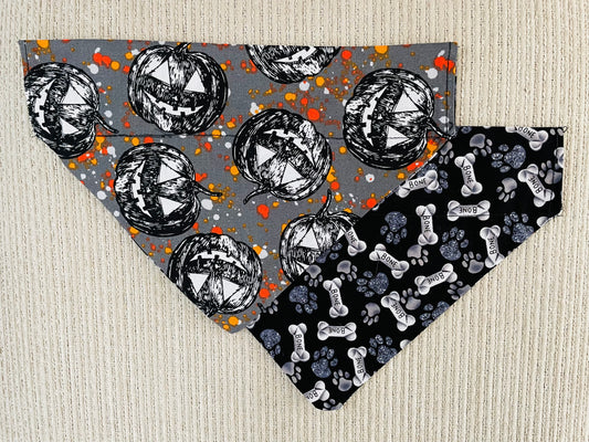 Pumpkins/Pawprints & Bones (Black)