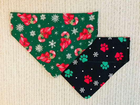 Green & Red Pawprints/Candy Canes (Green)